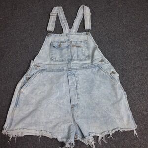 Vintage B.U.M. Equipment Acid Wash Denim Shortalls Overall Size 9 90s Distressed